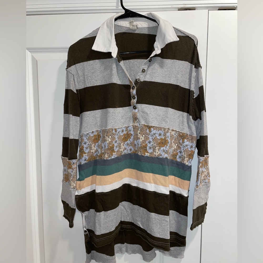 Free People Long Sleeve Collared Shirt; Size:Xs